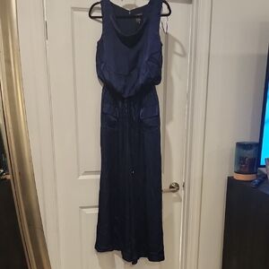 Chic Vince Camuto Deep Blue Sleeveless Wide Leg Jumpsuit Size S!